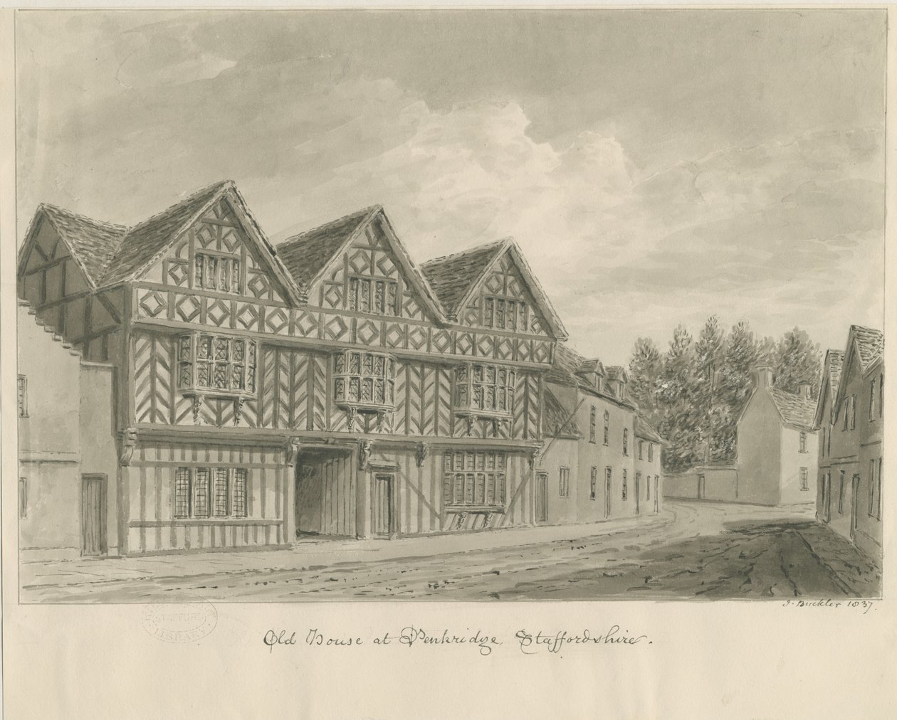 Penkridge Stadt - Altes Haus von John Buckler