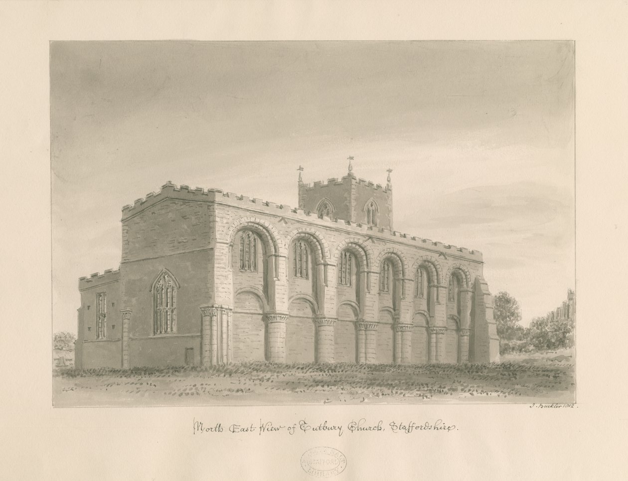 Tutbury Priory Kirche von John Buckler