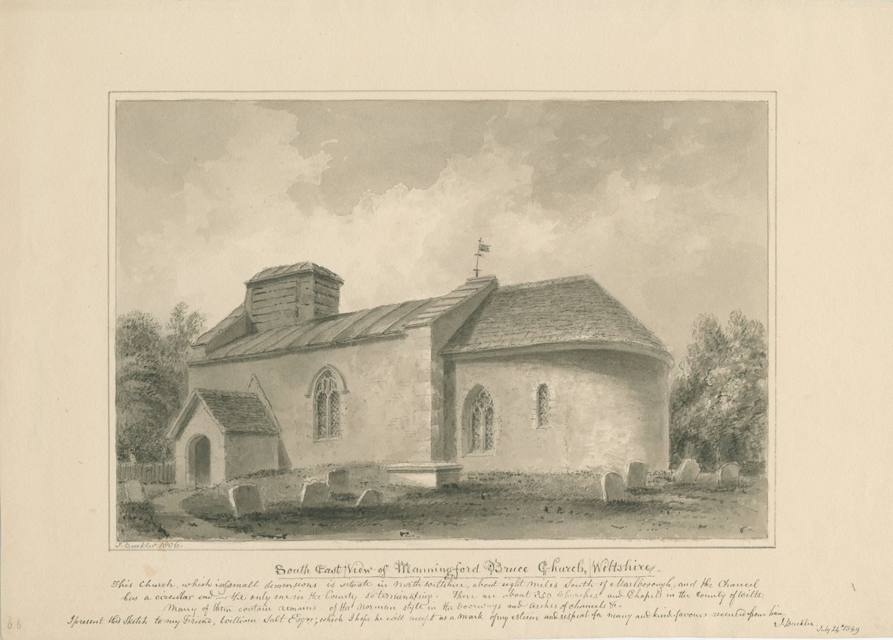 Wiltshire - Manningford Bruce Kirche, 1806 von John Buckler