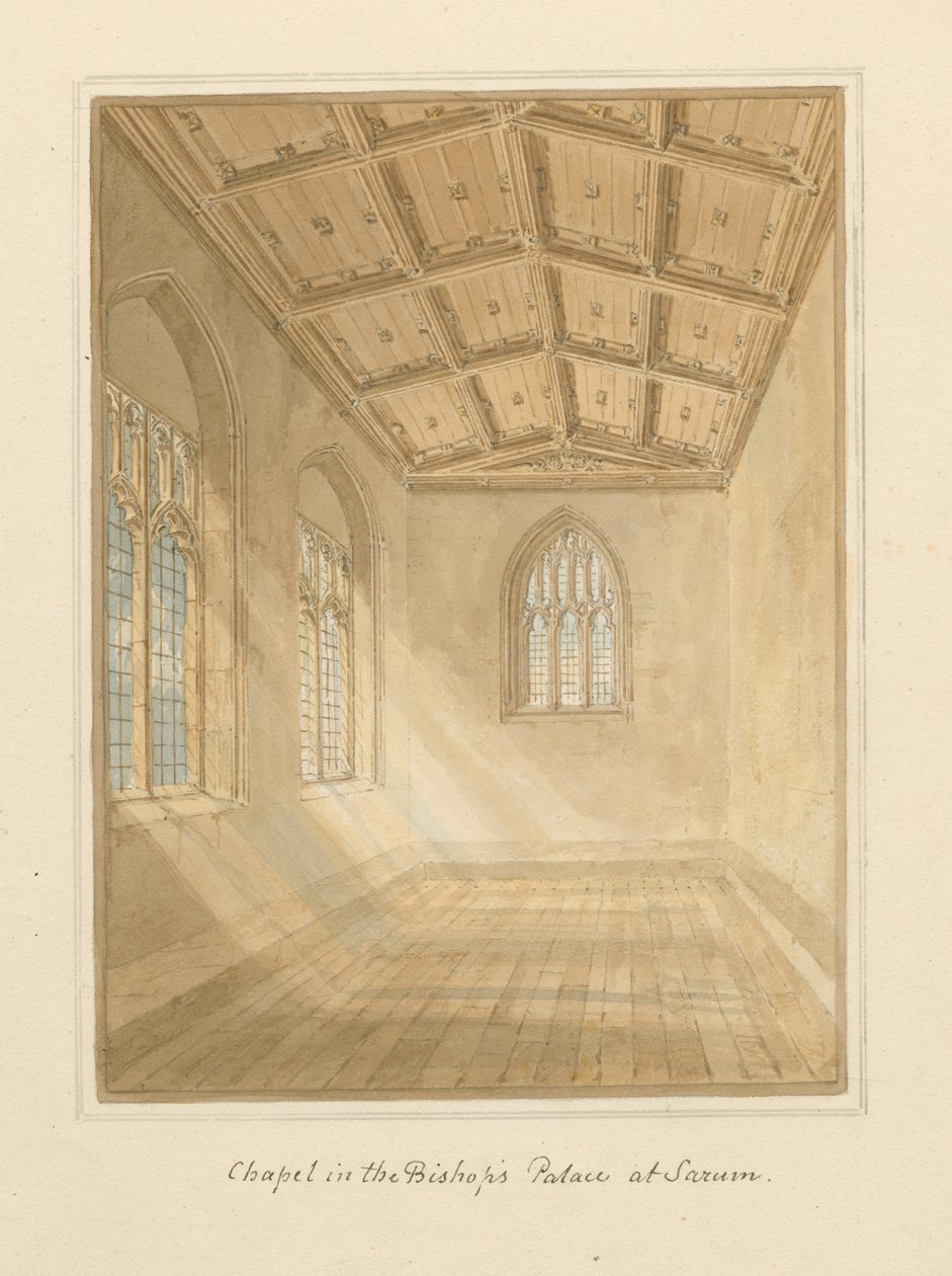 Wiltshire - Sarum - Innenraum der Kapelle im Bischofspalast, 1800 von John Buckler