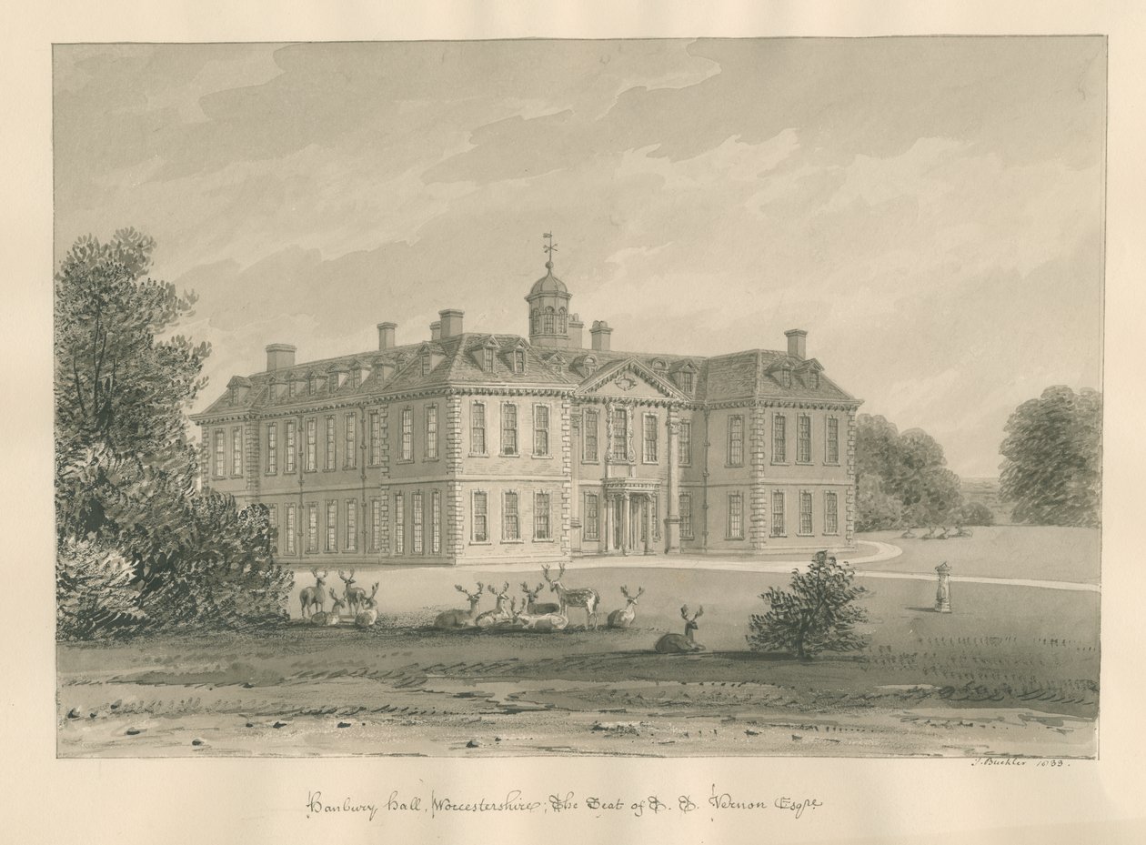 Hanbury Hall, 1833 von John Buckler