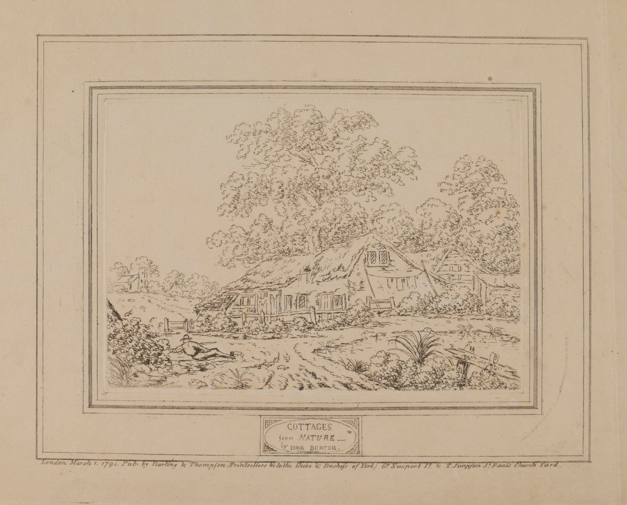 Cottages aus der Natur (mit zentralem Baum) von John Burton