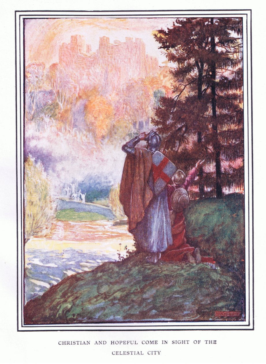 Christian und hoffnungsvoll kommen in Sicht der himmlischen Stadt von John Byam Liston Shaw