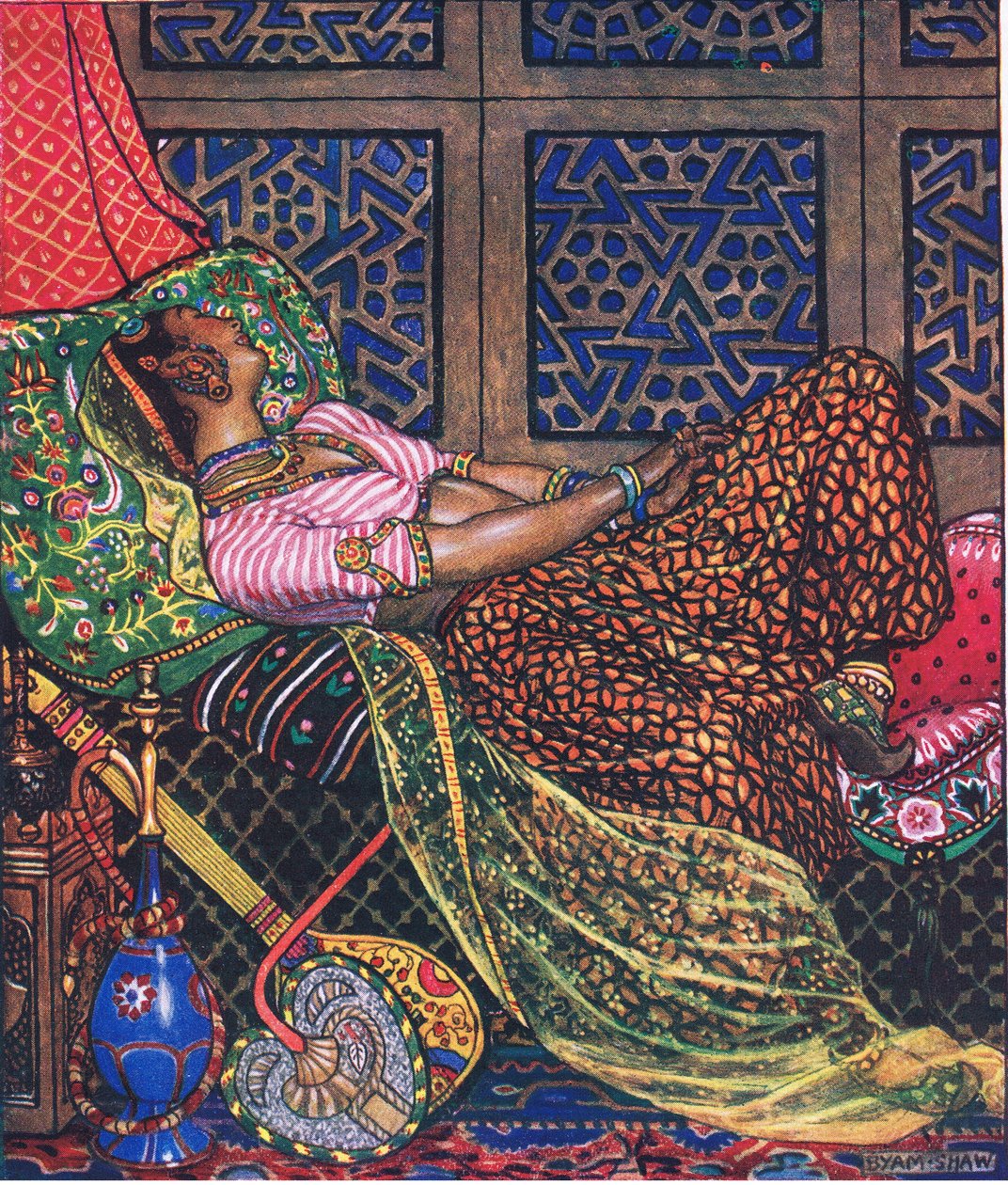 Zira in Gefangenschaft, Illustration aus The Garden of Kama (and other lyrics from India), 1920 von John Byam Liston Shaw