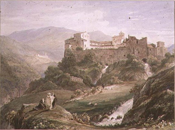Italienische Landschaft mit Kloster von John Byrne