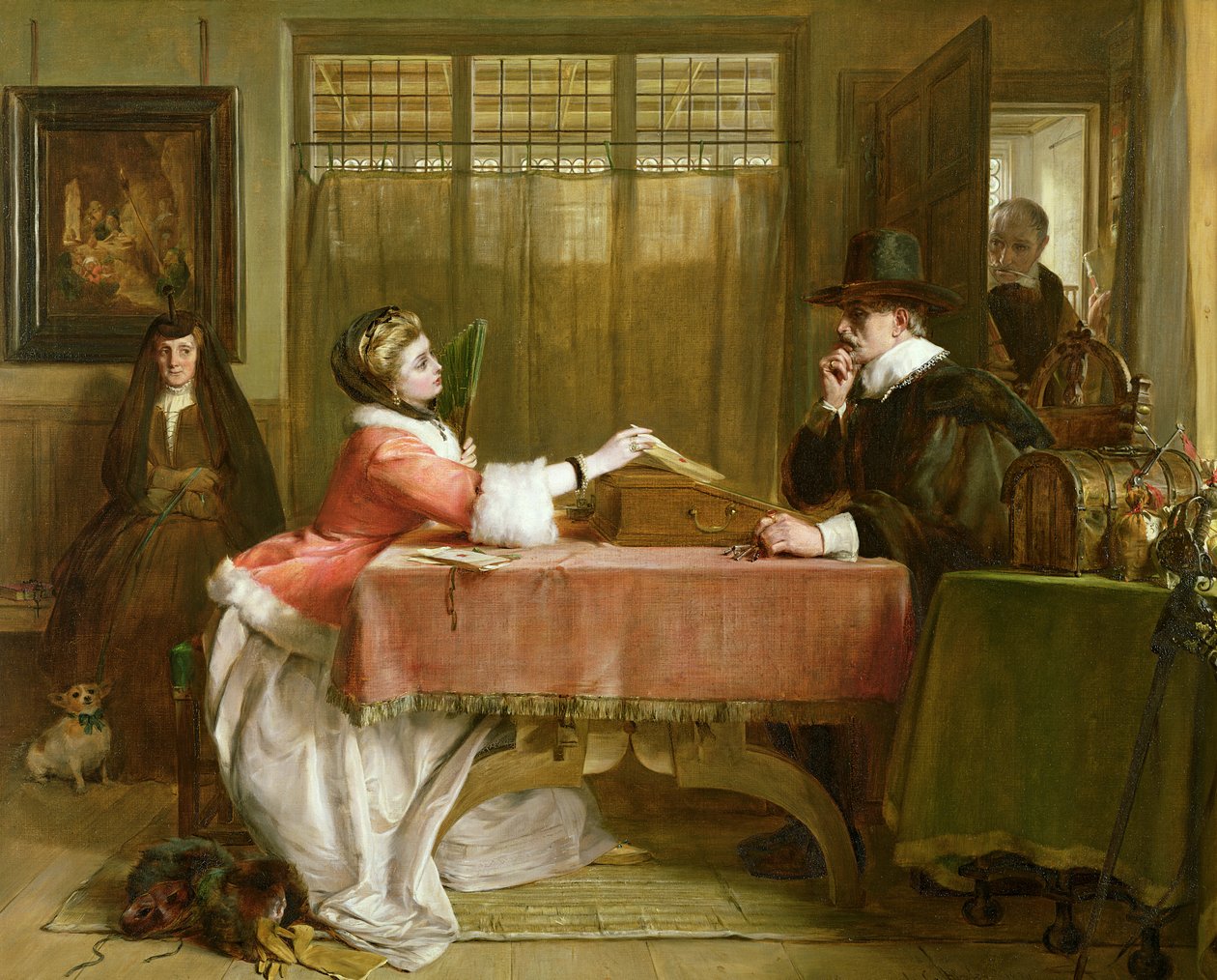 Das private Zimmer des Bankiers, Verhandlung eines Kredits, 1870 von John Callcott Horsley