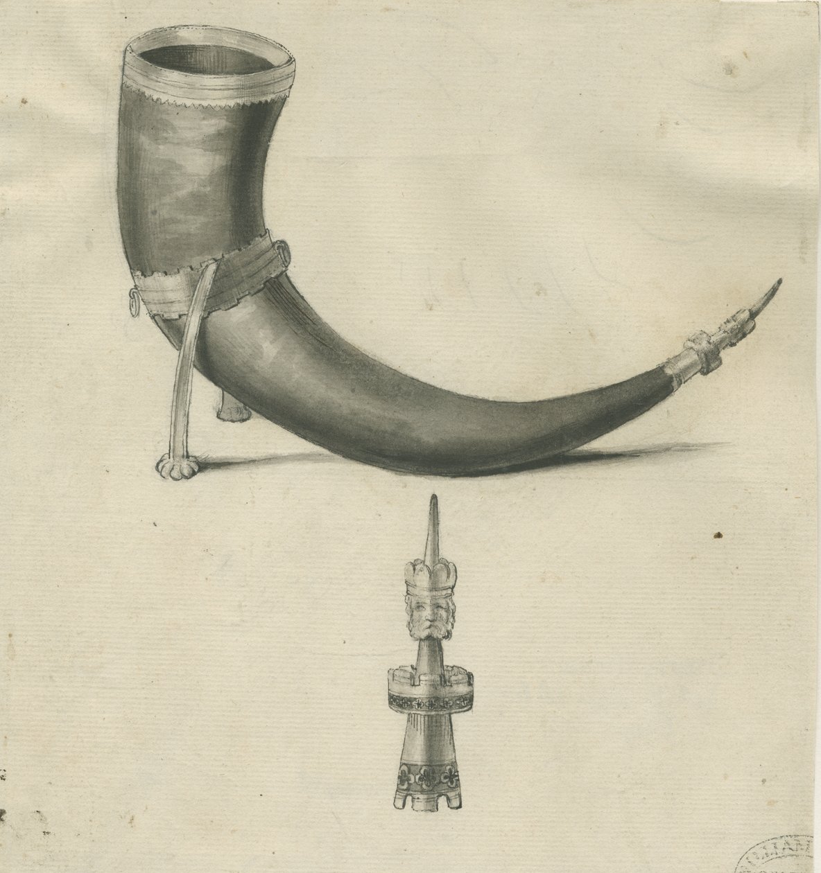 Lichfield - Trinkhorn: Feder- und Sepiazeichnung, nd [1748-1817] von John Carter