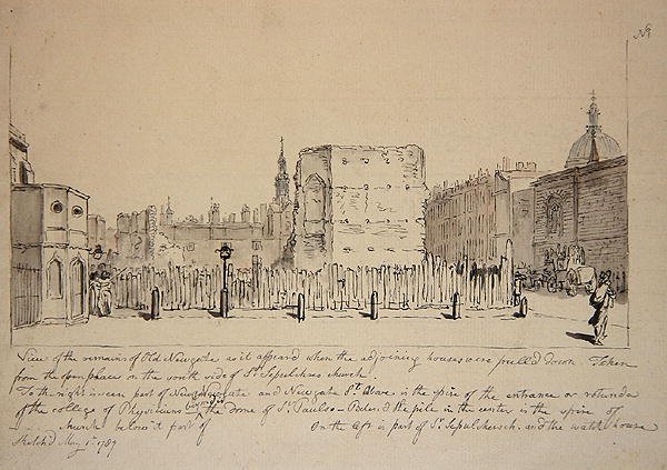 Ansicht der Überreste des alten Newgate-Gefängnisses von John Carter