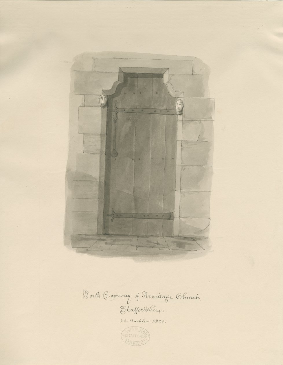 Armitage Kirche - Nordtür von John Chessell Buckler