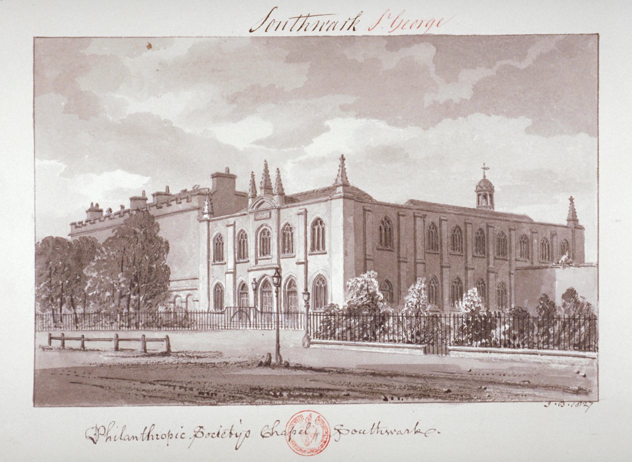 Kapelle der Philanthropic Society Institution, London Road, Southwark, London, 1827 von John Chessell Buckler