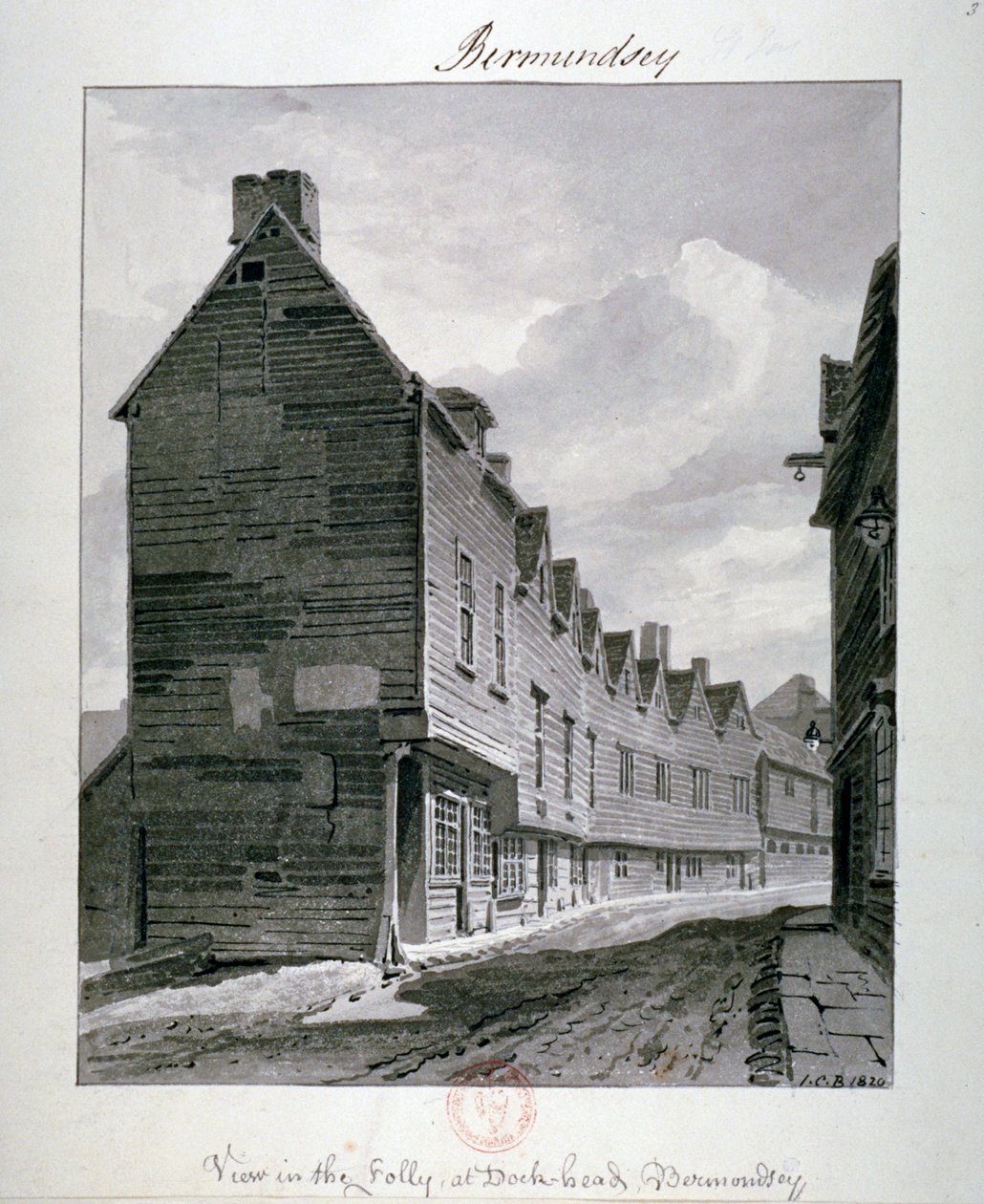 Dockhead Folly, Bermondsey, London, 1820 von John Chessell Buckler