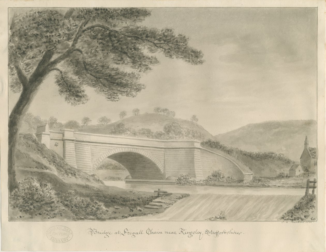 Kingsley - Brücke bei Froghall von John Chessell Buckler