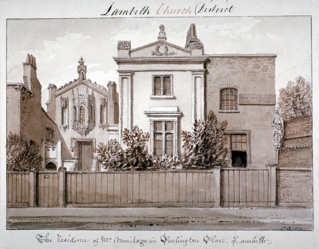 Herr Armitages Residenz in Penlington Place, Lambeth, London, 1828 von John Chessell Buckler