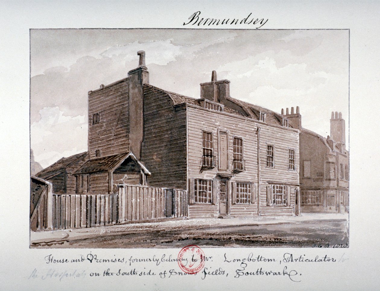 Ansicht der Häuser auf der Südseite von Snowsfields, Bermondsey, London, 1828 von John Chessell Buckler