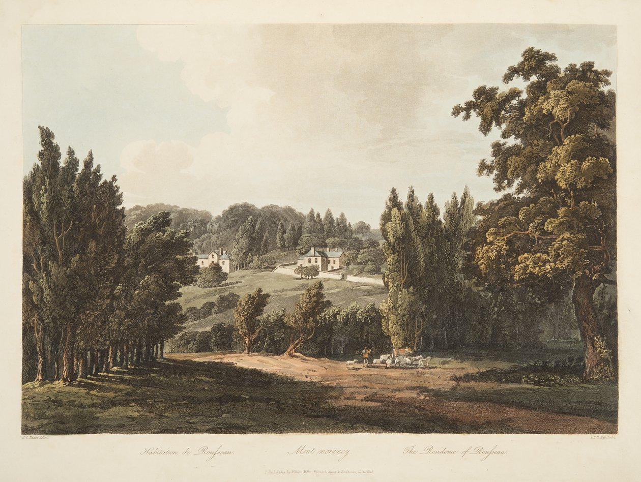 Die Residenz von Rousseau, Illustration aus Versailles, Paris und Saint Denis, veröffentlicht 1809 von John Claude Nattes