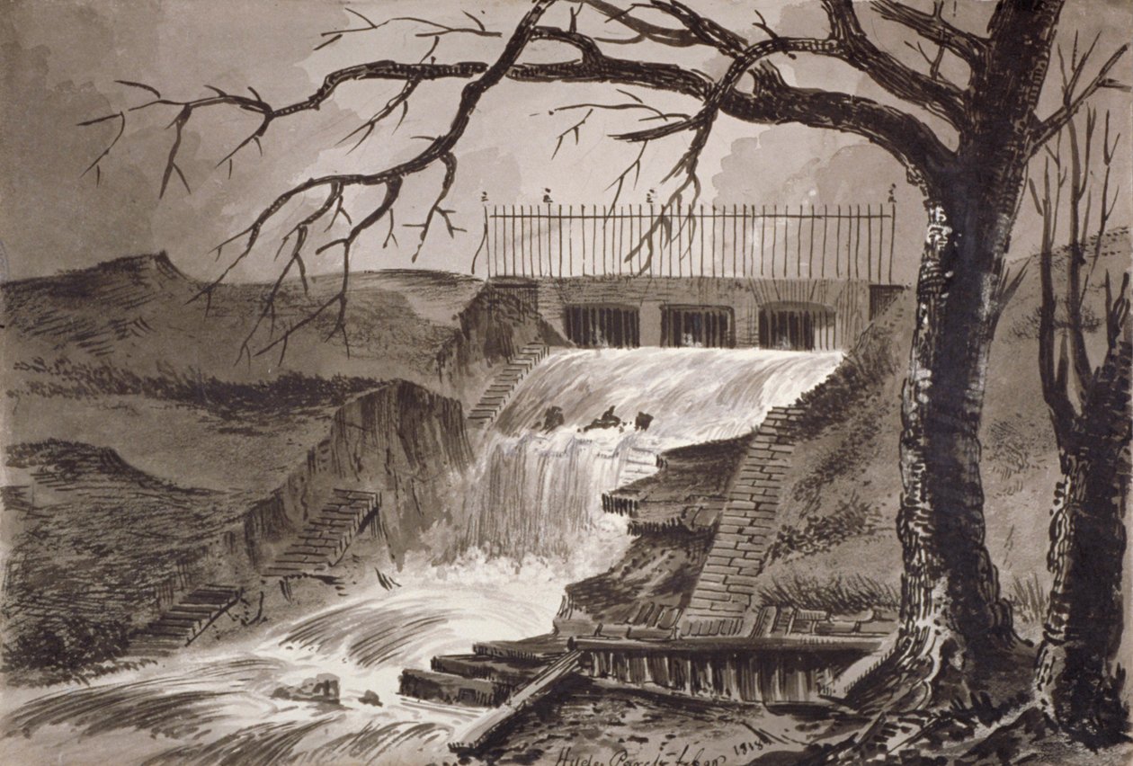 Ansicht des Ausgangs der Serpentine, Hyde Park, London, 1818 von John Claude Nattes