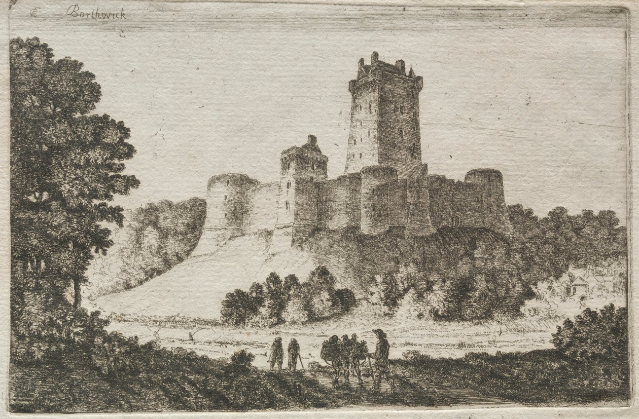 Borthwick Castle von Osten von John Clerk of Eldin