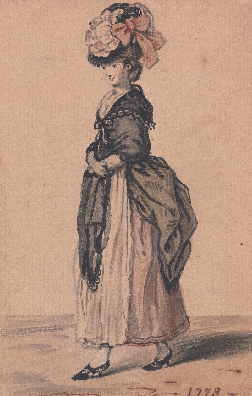 Eine Dame der Mode mit schwarzem Schal und schwarzen Schuhen von John Collet