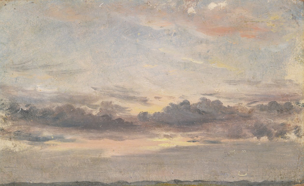 Eine Wolkenstudie, Sonnenuntergang, um 1821 von John Constable