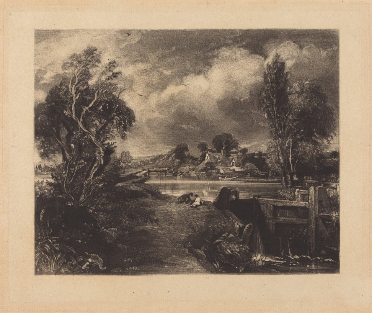 Eine Schleuse an der Stour von John Constable