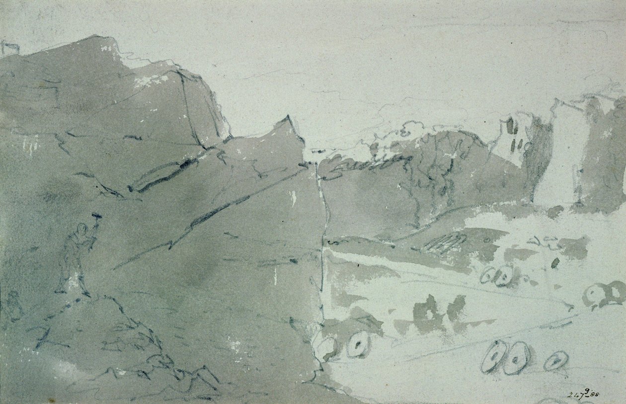Ein Steinbruch für Mühlsteine in Derbyshire, 1801 von John Constable