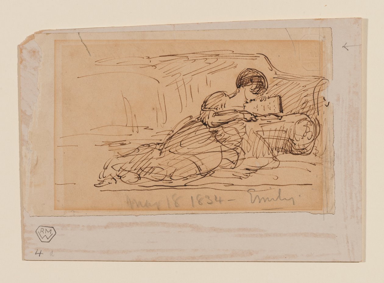Künstlers Tochter, Emily, liegend auf einem Sofa lesend, 18. Mai 1834 von John Constable