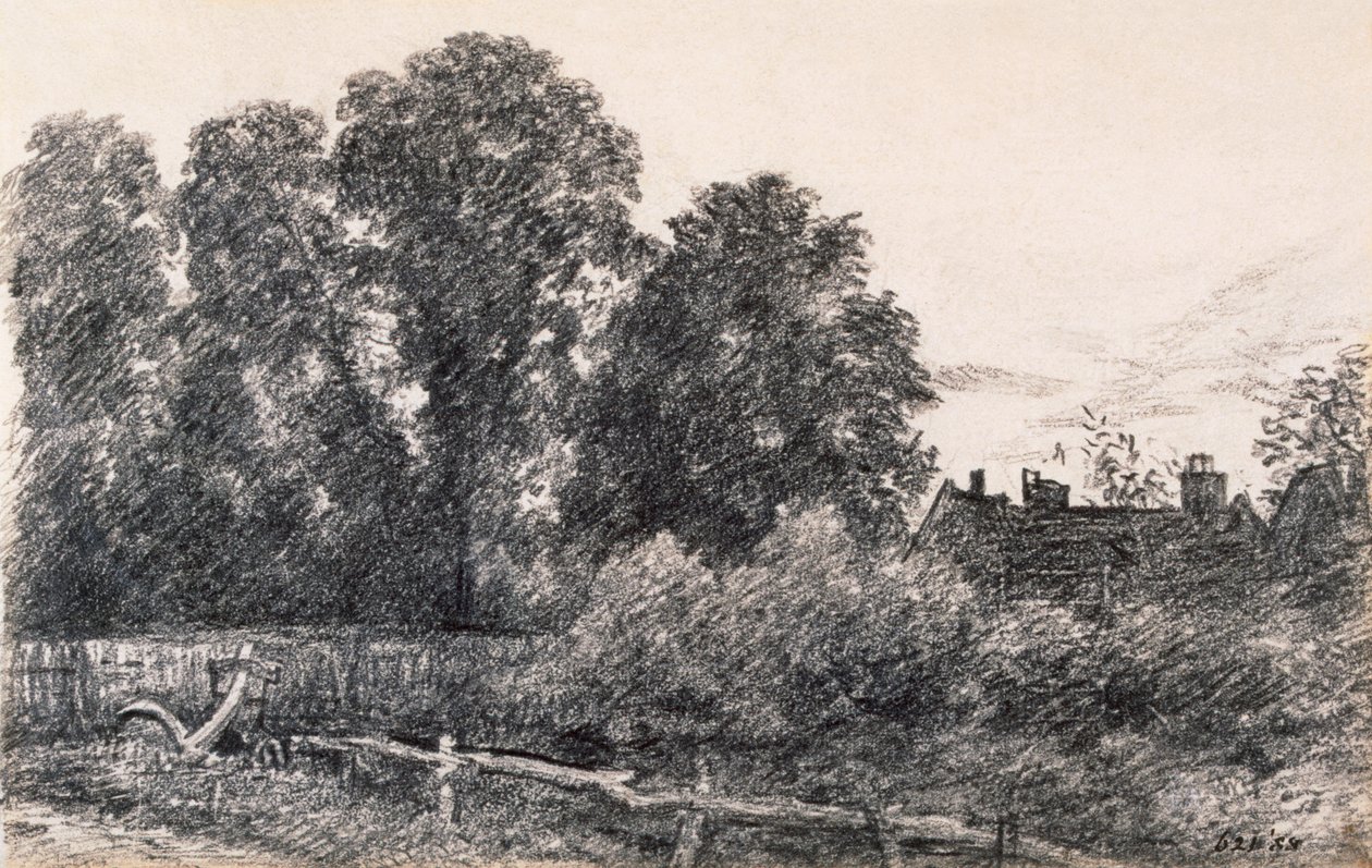 Landschaft mit Ulmen und einem Haus von John Constable