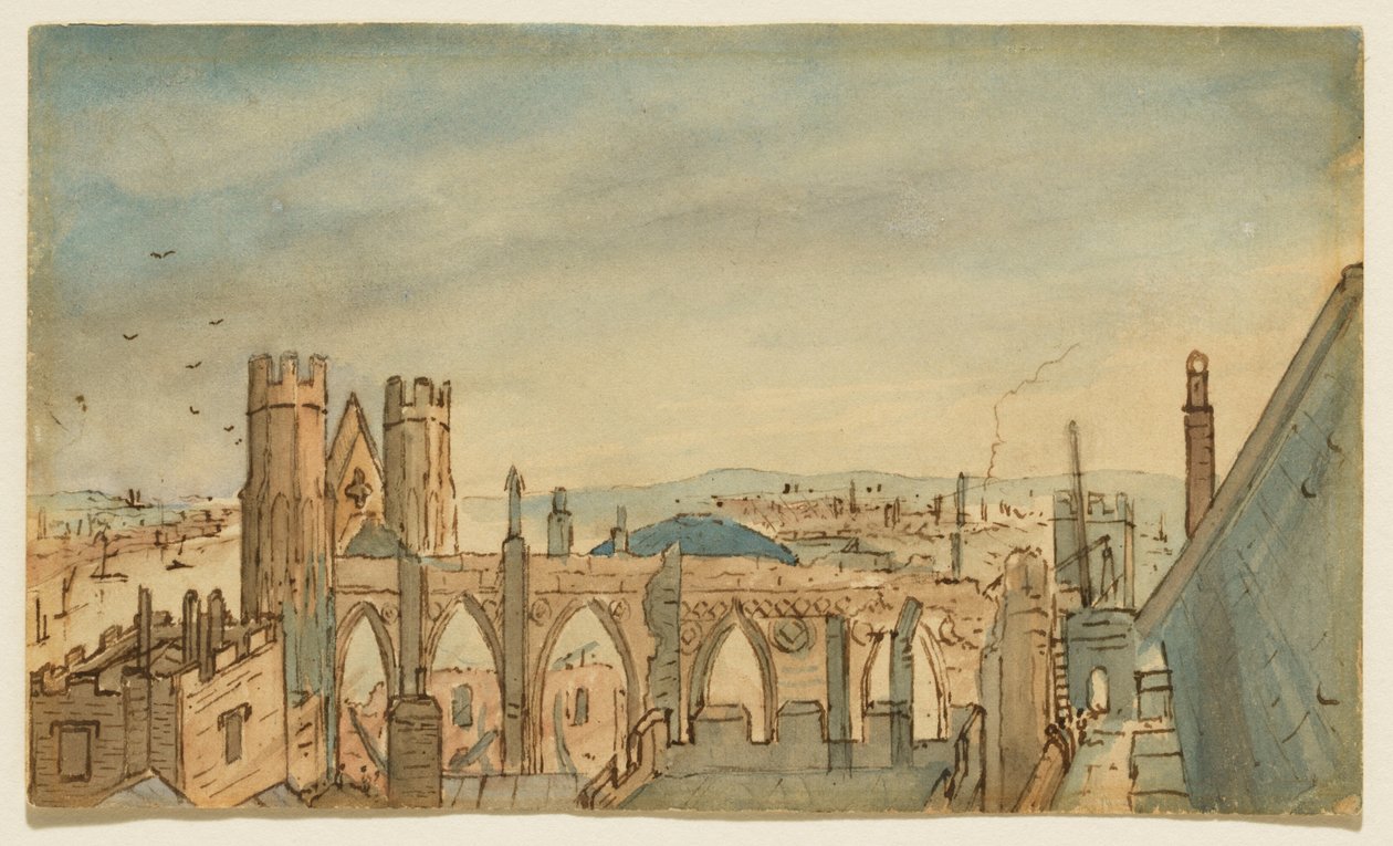 Die Houses of Parliament nach dem Brand von John Constable