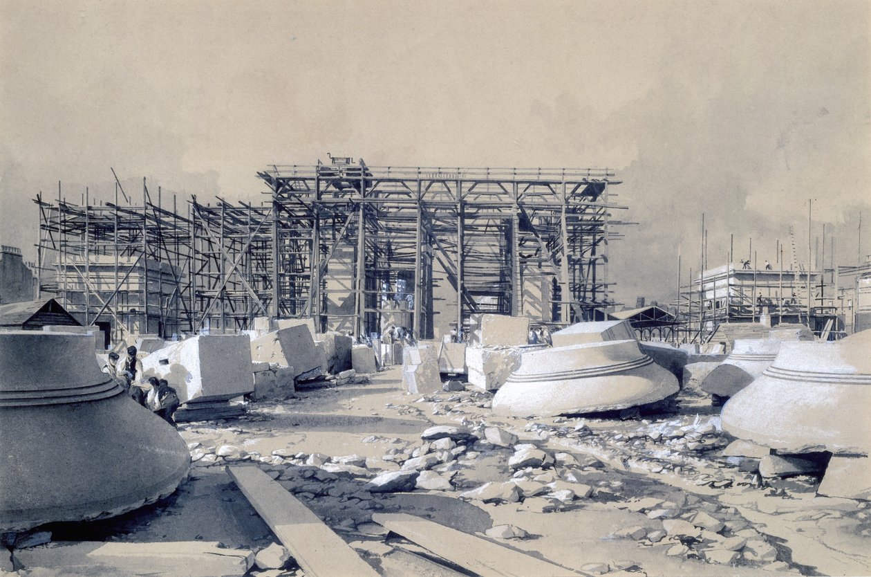 Bau des Euston Arch, Oktober 1837 von John Cooke Bourne
