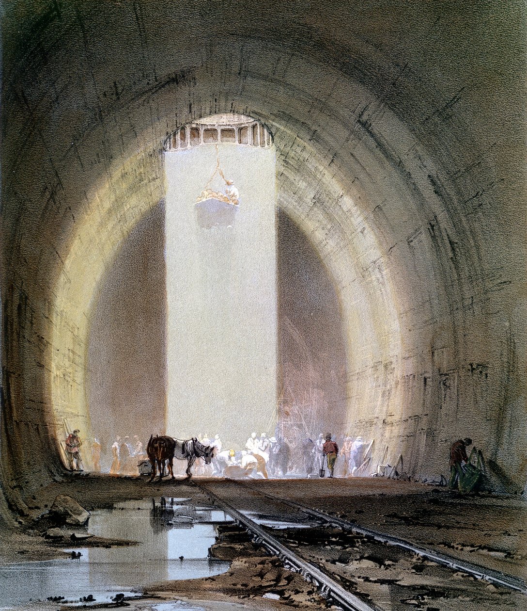 Bau des Kilsby-Tunnels an der London & Birmingham Railway von John Cooke Bourne
