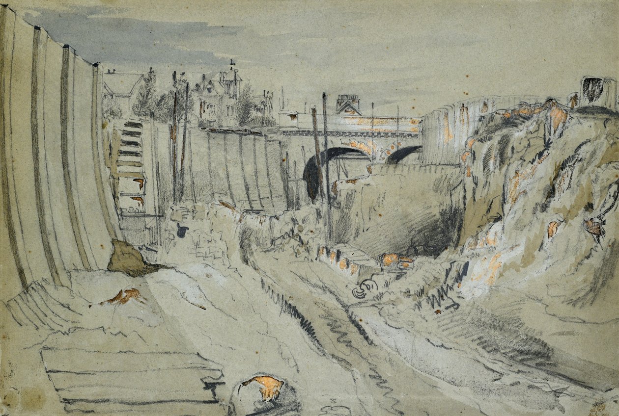 Bau der London und Birmingham Eisenbahn, ca. 1835 von John Cooke Bourne