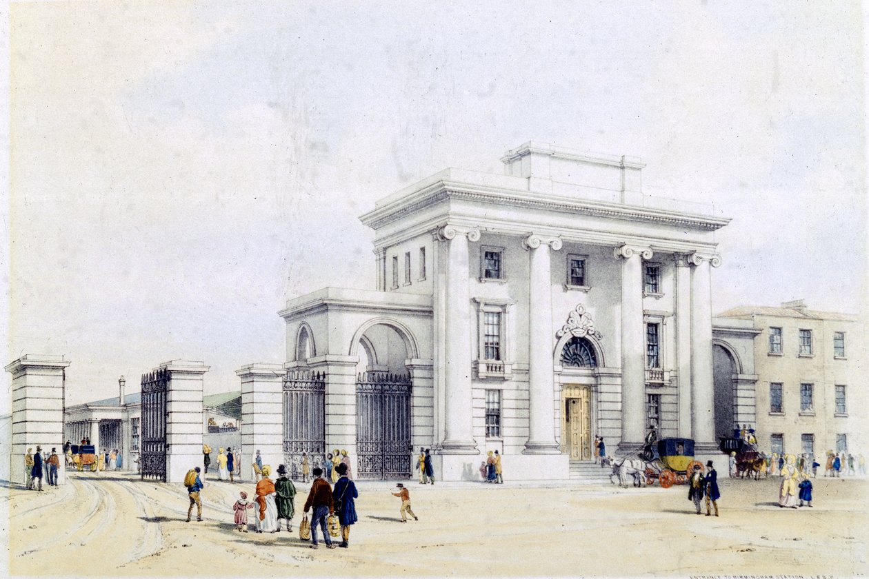 Eingang zum Birmingham Bahnhof, 1838-39 von John Cooke Bourne