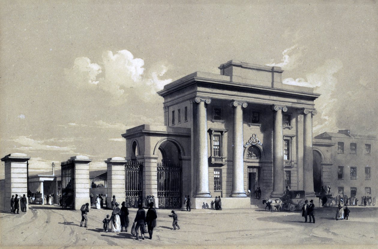 Eingang zum Bahnhof Birmingham, September 1838 von John Cooke Bourne