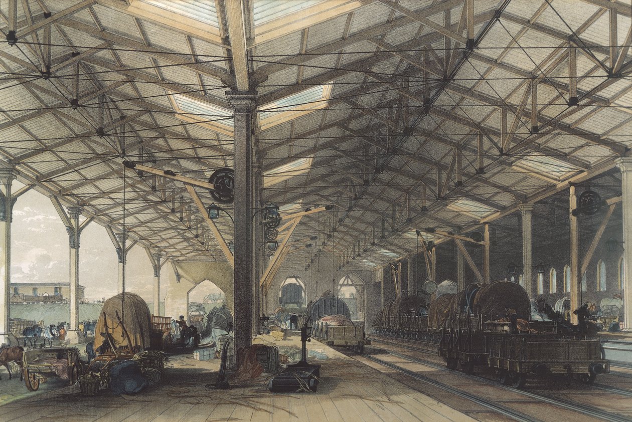 Güterhalle, Bristol, Great Western Railway, 1846 von John Cooke Bourne