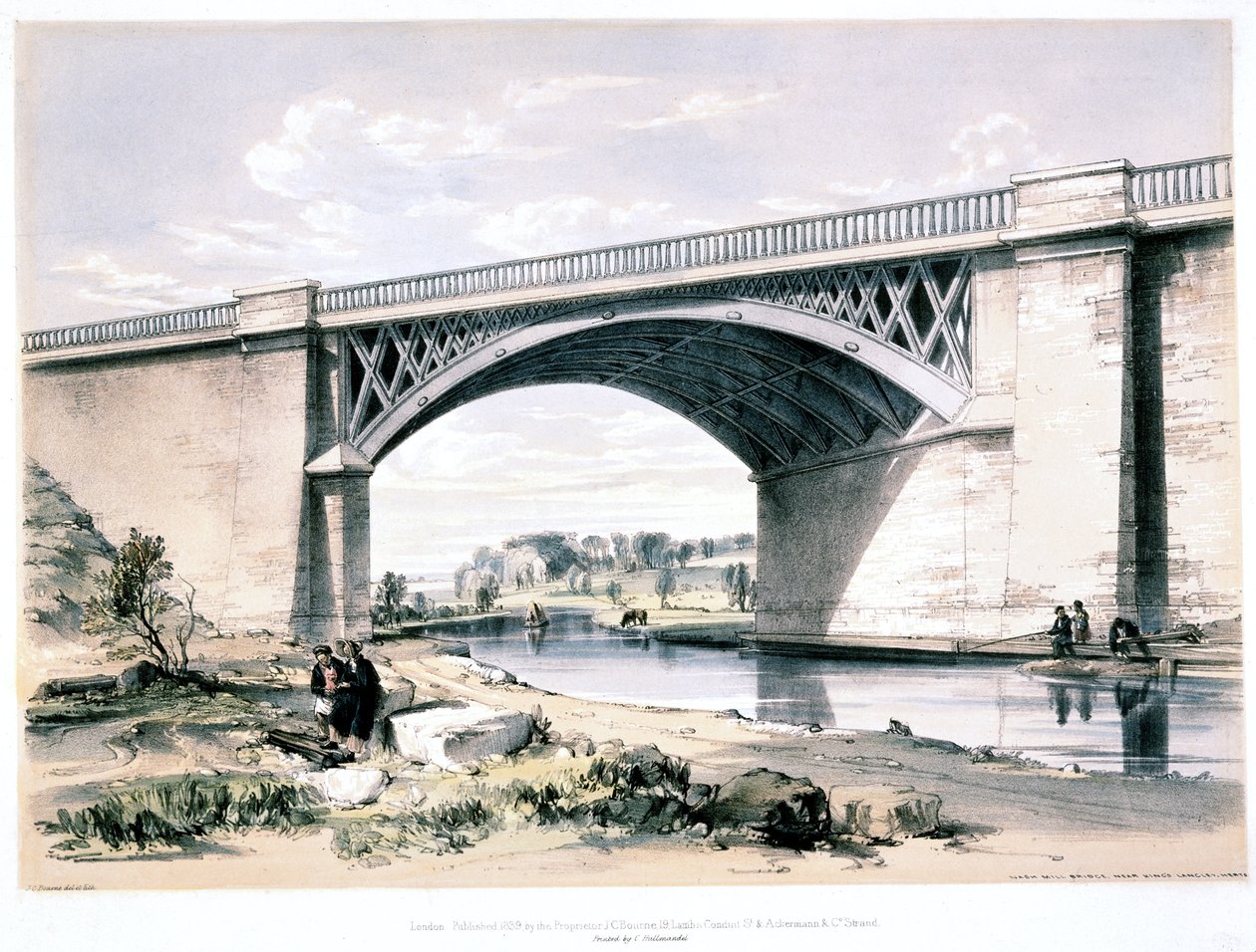 Nash Mill Brücke, in der Nähe von Kings Langley, Hertfordshire, 1839 von John Cooke Bourne