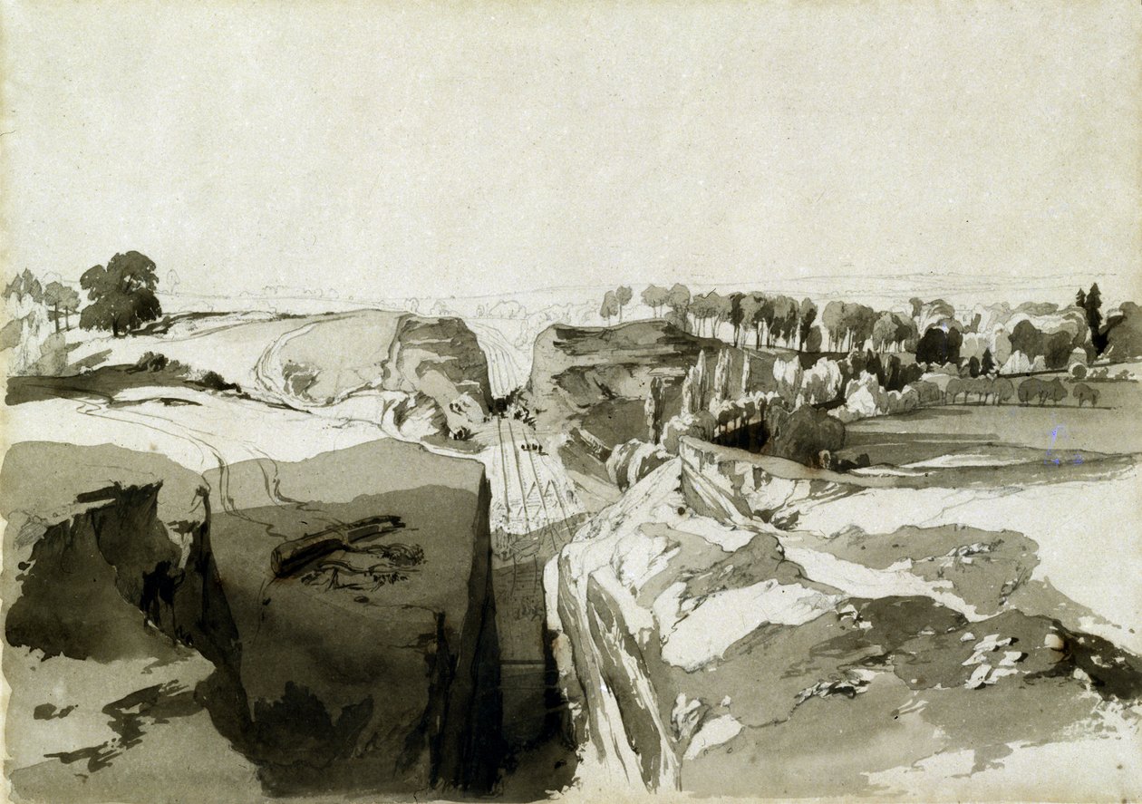 Blick von der Spitze des Tunnels, Linslade, Buckinghamshire, 12. Oktober 1837 von John Cooke Bourne