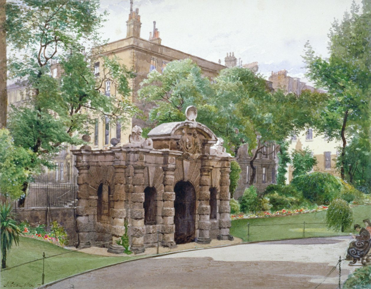 Ansicht der Südfront des York Watergate, Buckingham Street, Westminster, London von John Crowther