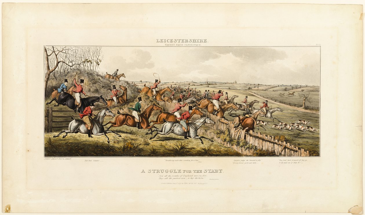 Ein Kampf um den Start, Platte eins aus The Leicestershire Hunt von John Dean Paul