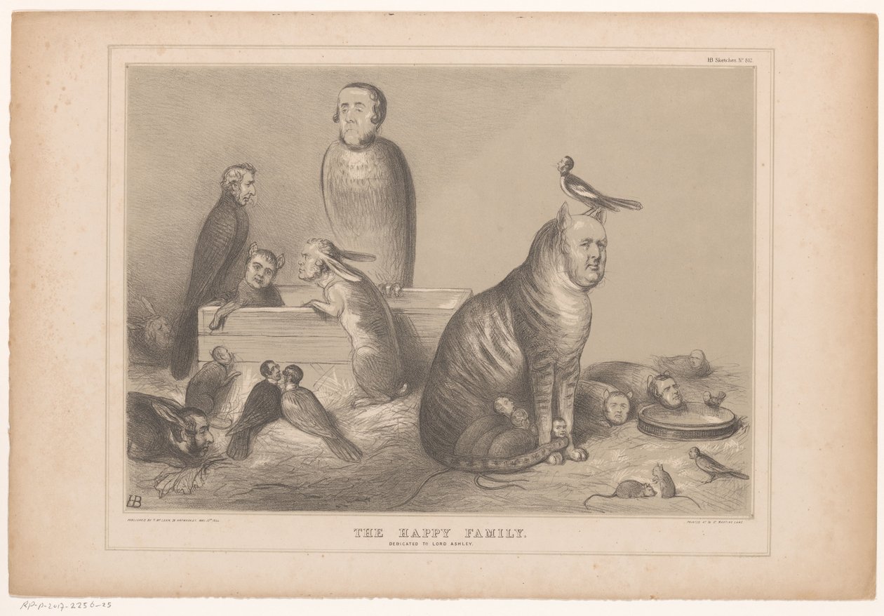Karikatur auf Lord Ashley, The happy family. Dedicated to Lord Ashley (Titel auf dem Objekt), HB Sketches (Serientitel auf dem Objekt) von John Doyle