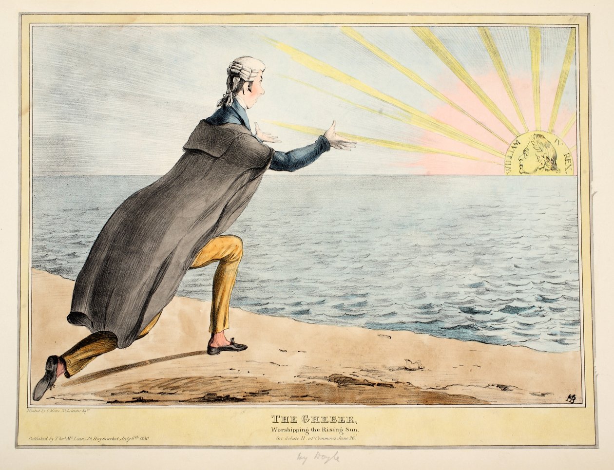 Der Gheber: Anbetung der aufgehenden Sonne, 1830 (handkolorierte Gravur) von John Doyle