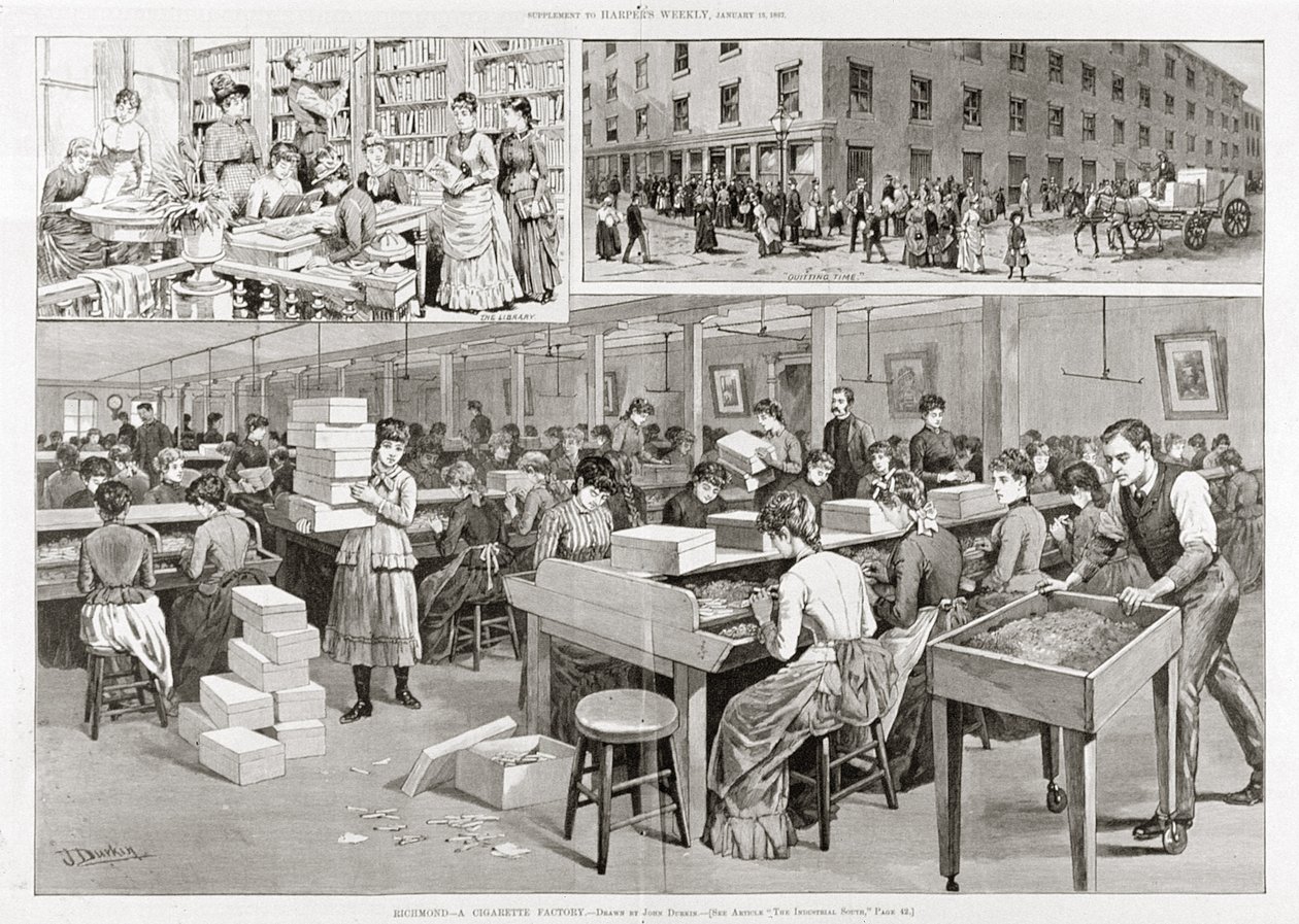 Szenen der Zigarettenproduktion, 1887 von John Durkin