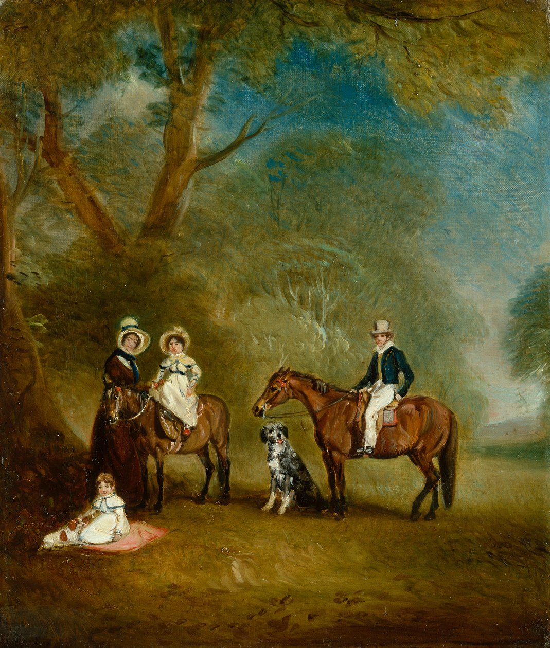 Die Familie Pares von Hopwell in einer bewaldeten Landschaft von John E. Ferneley