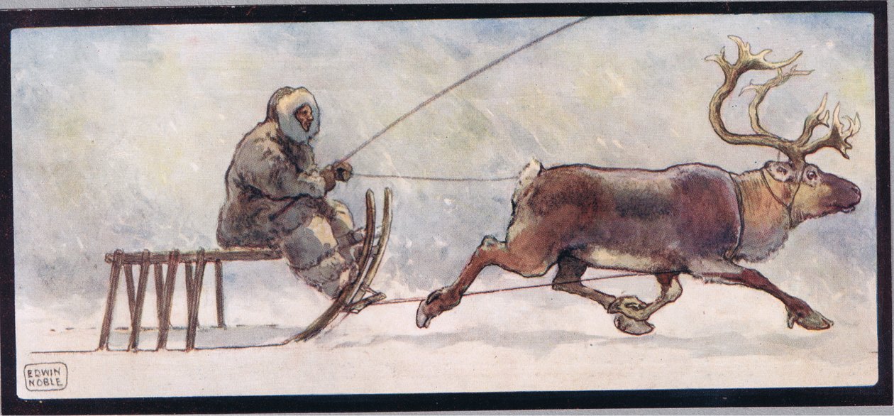 Rentier und Schlitten, Illustration aus 