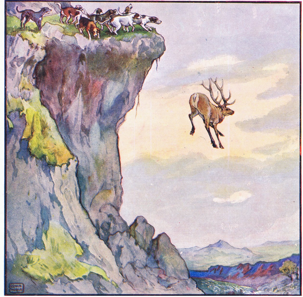 Der Bock stürzte in den Abgrund darunter von John Edwin Noble