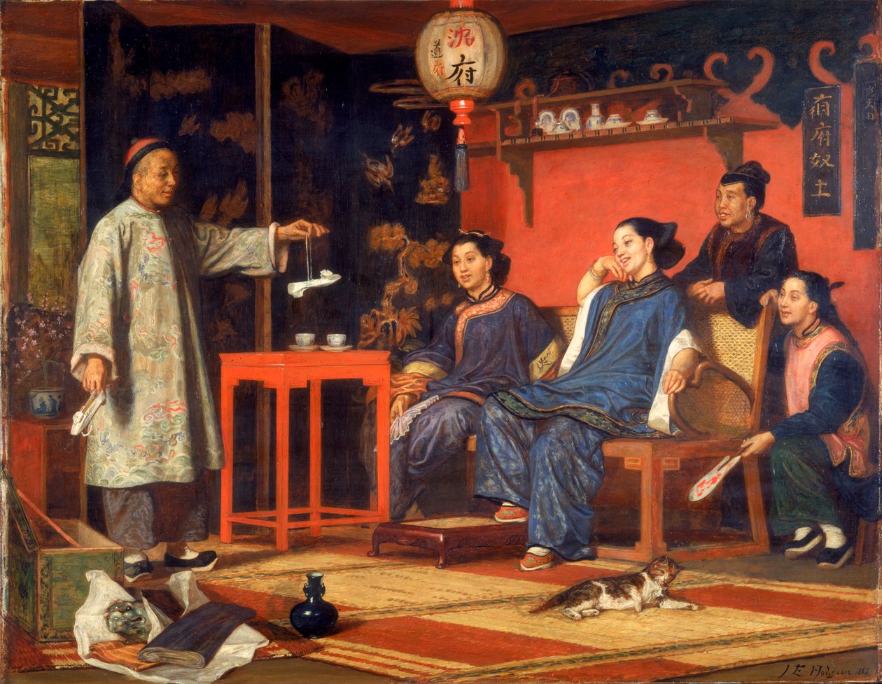 Chinesische Damen betrachten europäische Kuriositäten, 1868 von John Evan Hodgson