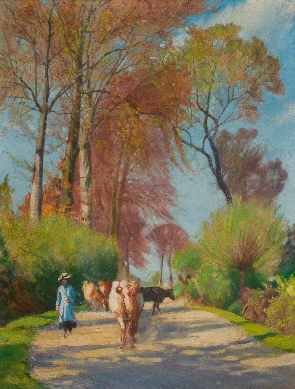 Landstraße mit Figur und Kuh von John Everett