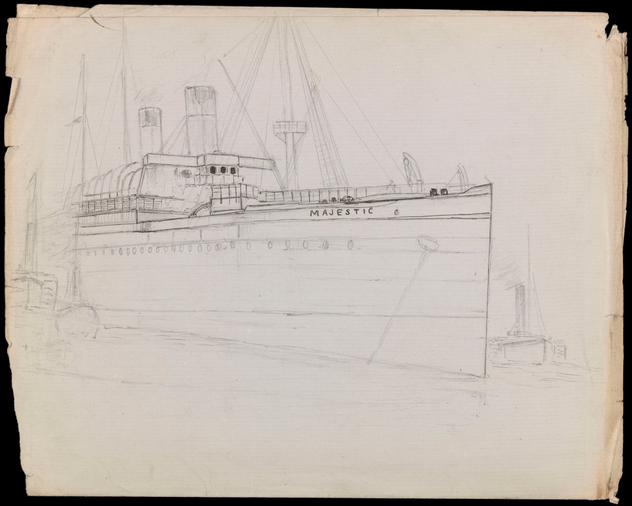 PAH1223; Skizze des Passagierschiffs Majestic (unvollendet) von John Everett
