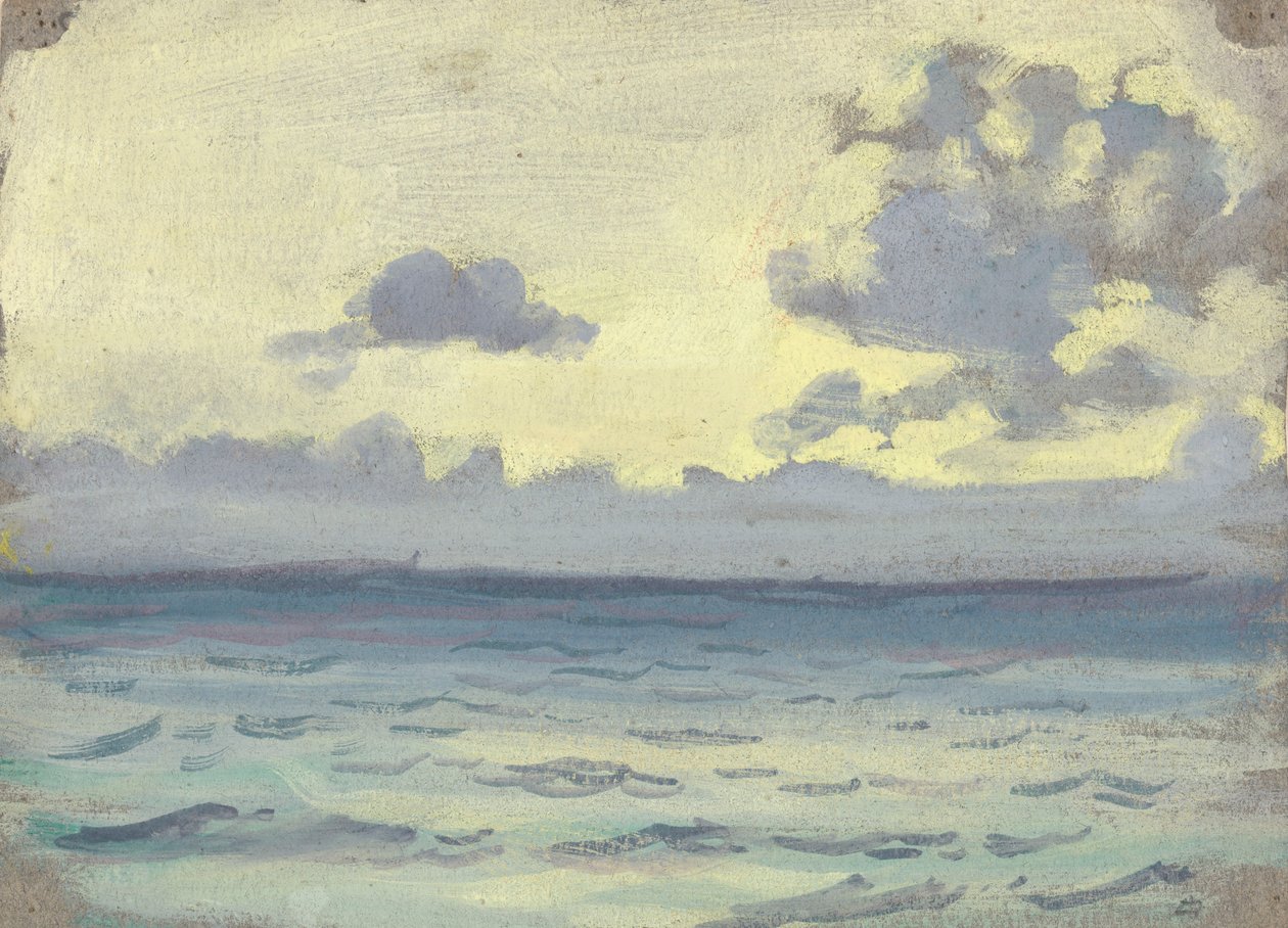 Meereslandschaft, Schiffe am ruhigen Horizont, späte 19. bis mittlere 20. Jahrhundert von John Everett