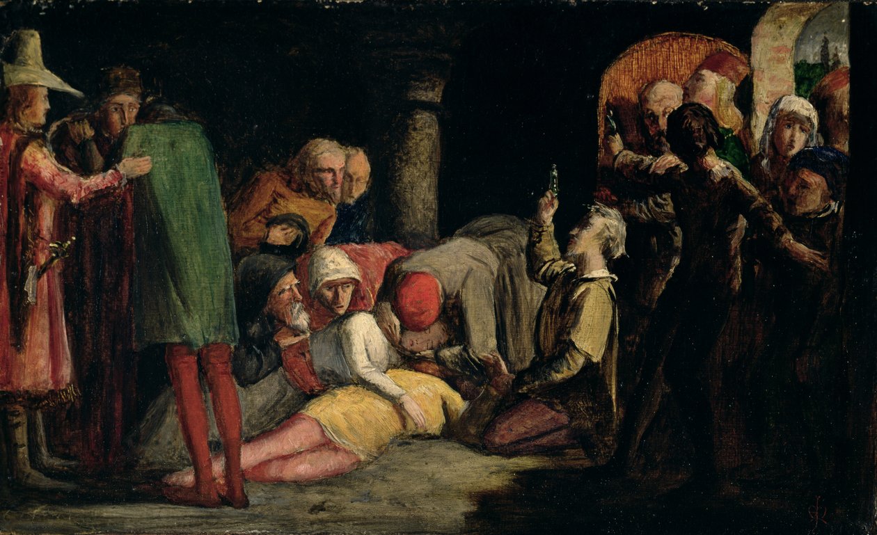 Der Tod von Romeo und Julia, ca. 1848 von John Everett Millais