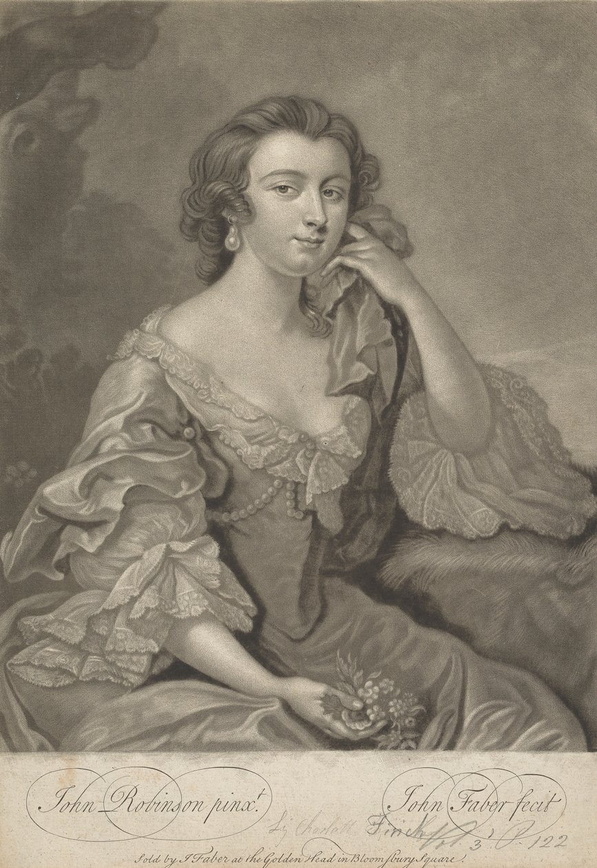 Lady Charlotte Finch (geb. Fermor) von John Faber the younger
